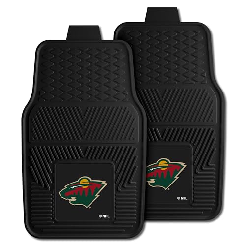 FANMATS 10398 Minnesota Wild 2-Piece Heavy Duty Vinyl Car Mat Set, Front Row Floor Mats, All Weather Protection, Universal Fit, Deep Resevoir Design