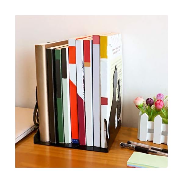 Buchstützen, Powcan 1 Paar Buchhalter, Metall Schwarz, Book Ends für Regale,geometrisches Design, Rutschfest 17 * 16… – Bild 8
