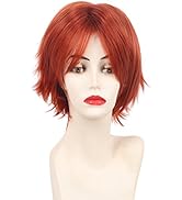 HAIRSW Short Layered Shaggy Straight Red Cosplay Thick Wig with Bangs Game Costume Synthetic Hair...