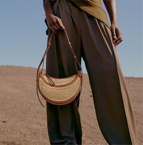 Bolso Tote tejido en paja para mujer miniatura 7