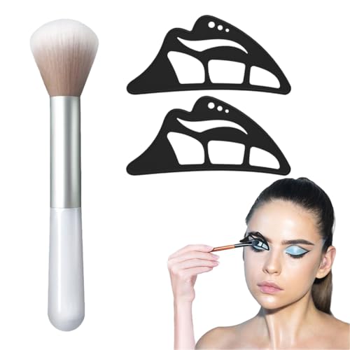 BCHKO 2 Piezas Plantilla de Sombras de Ojos, Plantilla de Eyeliner Reutilizable, Herramienta de Maquillaje de Silicona con Pinceles para Eyeliner y Sombras