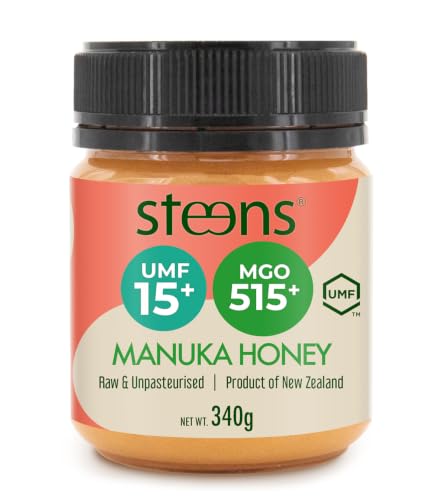 Steens Miele di Manuka - MGO 515+ - Puro Miele Manuka grezzo 100% certificato UMF 15+ - Invasettato e sigillato in Nuova Zelanda - Manuka Honey - 340 g