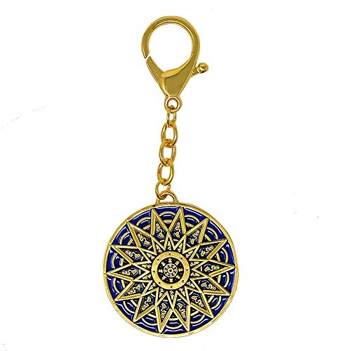 Porte-clés roue de protection gravé bleu 28 Hums W4263 premium