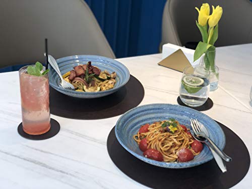 Embossed Pu Leather Placemats, Waterproof Coffee Coasters, Kitchen Table Mats, Easy To Wipe Off For Dining Round Table #TOP4