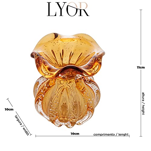 Lyor Italy Vaso de Vidro, Laranja (Âmbar), 10 x 11 cm