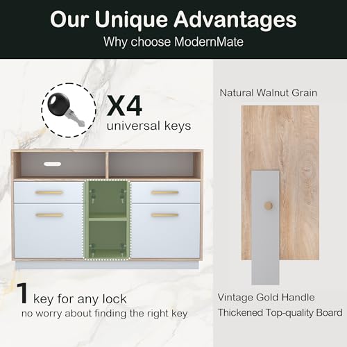Image of ModernMate 4 Drawer File Cabinet with Lock for Home Office