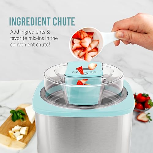Nostalgia 2-Quart Electric Ice Cream Maker – Make Homemade Ice Cream, Gelato, Sorbet & Frozen Yogurt – No Salt/Ice Needed, Digital Controls, Mix-In Chute & Freezing Gel Canister – Stainless & Aqua - image 5