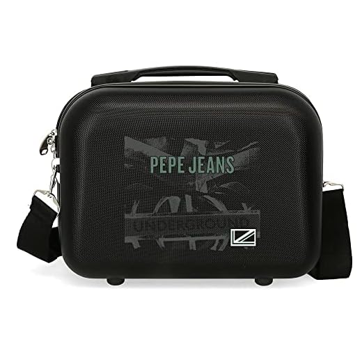Pepe Jeans Davis Neceser Adaptable con Bandolera Negro 29x21x15 cms Rígido ABS 9,14L