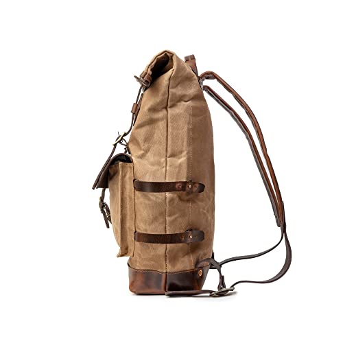 DRAKENSBERG Plecak Rolltop "Adam" z woskowanego płótna z eko-skórą, wodoodporny - rękodzieło doskonałości, do 30L, L, Tradycyjne plecaki