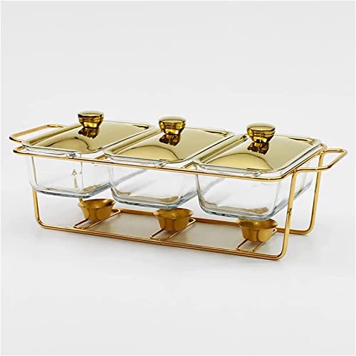 Chafing Dish Buffet-Set, rechteckig, Edelstahl, Chafers und Buffet-Wärmer Sets mit Tabletts, Pfannendeckel, Rahmenständer für Küche, Party, Bankett, 3 x 1,5 l
