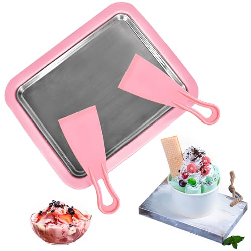ACTOYS Fabricantes de Helados, Heladera Instantánea con 2 Espátulas, Ice Cream Rolls Maker Machine, Maquina Helado Frito para Sorbete, Yogurt Congelado, Gelato (Rosa)