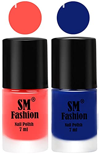 Image of Long Lasting Nail Polish | Nail Paint Combo 7 ml Each) - Set of 2 Baby Pink-Blue