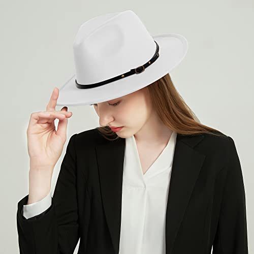 Image of Wide Brim Fedora Hats for Women Men Two Tone Dress Hat Felt Panama Hat in Two Audlt Size