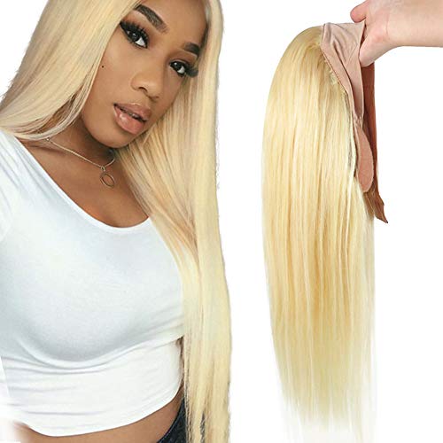 RemeeHi Remy Human Hiar Wigs with Free Handbrands 16-26 Inch Machine Made Wigs with Adjustable for Women 26 inch 613 Bleach Blonde 260g