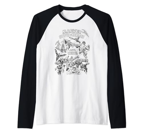 T-shirt Baseball Raglan Marvel Super-Heroes en coton à manches contrastées