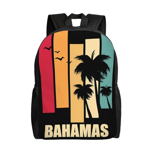 Bahamas Palm tree Flag Backpack Simple Leisure Travel Backpack Outgoing Daypack 16 inch