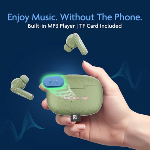 Image of ACwO DwOTS Muze, in-Built MP3 Player, TF Card Support, Recording Mode, Real-Time Audio Listening, Bluetooth Earbuds, Dual Device Connectivity, TWS Wireless Earphones with 45Hrs Playtime (Green)