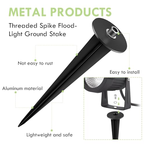 12 Packs 6.2 Inches Metal Threaded Spikes Solar Light Stakes Replacement LED Solar Light Spikes with 12 Hex Screws Solar Pathway Lights Ground Spikes for Outdoor Yard,Balcony