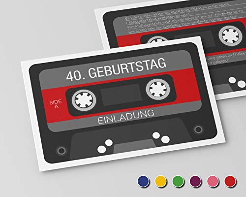 Einladungskarten zum Geburtstag (50 Stück) Einladung zum runden Geburtstag alle Jahre (Rot) Retro Kassette Einladungskarten zum Geburtstag (50 Stück) Einladung zum runden Geburtstag alle Jahre (Rot) Retro Kassette