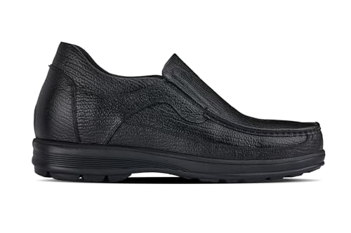 CALTO Men's Invisible Height Increasing Elevator Shoes - Black Premium Leather Slip-on Lightweight Casual Loafers - 3 Inches Taller - G1825 - Size 8 D(M) US2