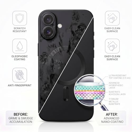 Image of amazon basics Premium Mag-Safe Case for iPhone 16 Plus | Shockproof & Anti-Scratch Cover | Soft Silicone with Wireless Charging | Camera Lens Guard - Black