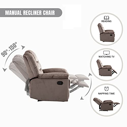 Ebello Manual Recliner Chair, Classic And Recliner Sofa With Overstuffed Arms And Back For Living Room, Bedroom, Brown #TOP4