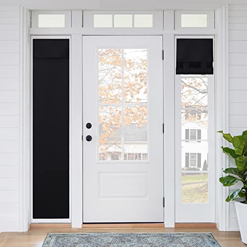RYB Home Sidelight Front Door Curtains, Privacy Half Window Curtains Thermal Insulate Covering for Patio / Glass / French Door, 12 inch x 72 inch, Black, 1 Panel