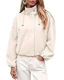 luvamia Cute Jackets for Women Cream White Bomber Jacket Women Short Coat