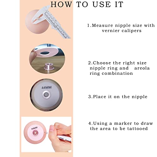 Ailico Areola 3D Areola Tattoo Measurements Set For Nipple Tattoo Breast Tattoos Training Scale Areola Ruler #TOP3