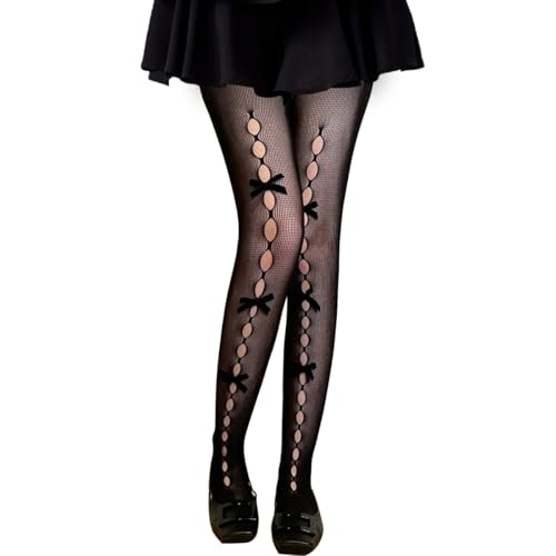 Image of Dorilin Womens Fishnet Tights with Bows Lolita Fishnet Stockings 80S 90S Gothic Leggings