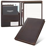 Polare Full Grain Leather Portfolio Business Padfolio Cover, Professional Legal Document Organizer Resume Folder with Writing Pad for Letter/A4 Notepad Holder