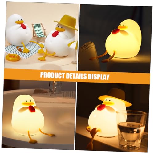 Lámpara de noche silicona pato con luz amarilla suave miniatura 4