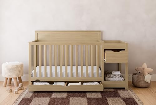 Image of Graco Shiloh 5-in-1 Convertible Crib & Changer with Drawer - GREENGUARD Gold Certified Baby Crib Crafted from Wood, Converts to Toddler Bed, Daybed, and Full-Size Bed (Driftwood)