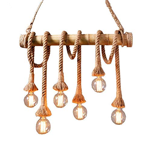 Lustre à tête en corde de chanvre ZHAOZHAO, suspension bambou haut de gamme