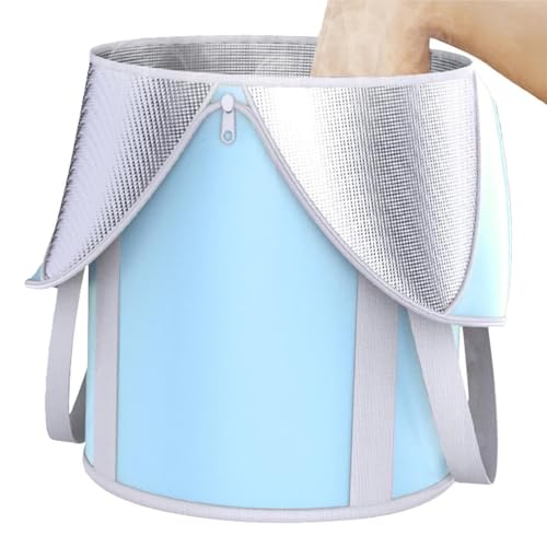 Tina plegable para pies con asas azul miniatura 1