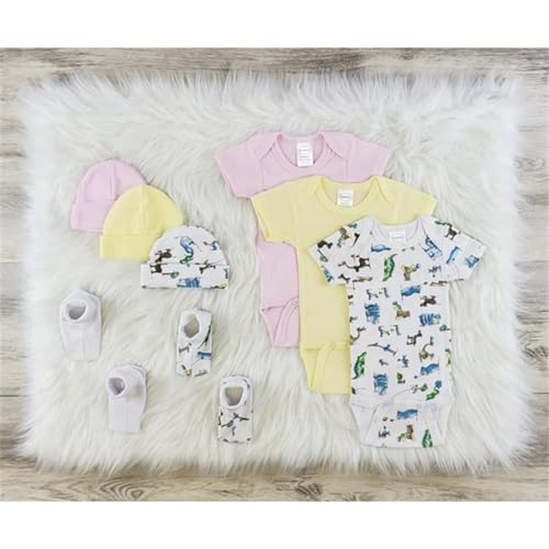 Bambini LS-0565S Layette Baby Clothes Set - White Pink & Yellow - Small - Pack of 3