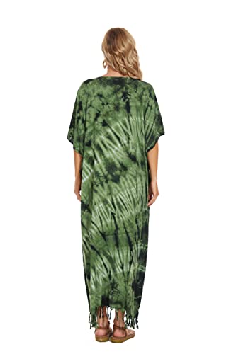 Image of Beautybatik Women Hippie Tie Dye Caftan Kaftan Loungewear Maxi Plus Size Long Dress XL to 4X