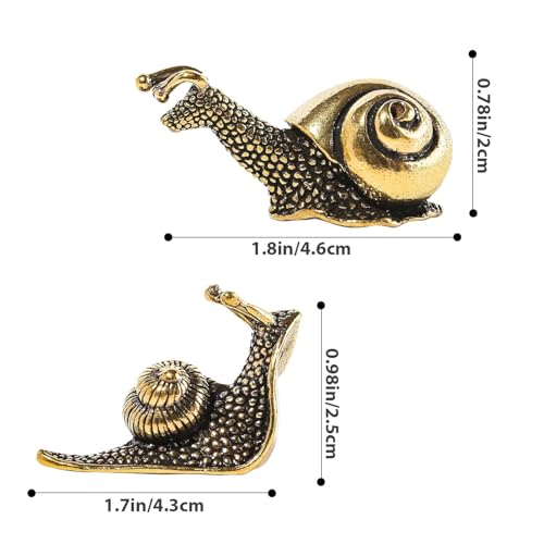 Set 3 estatuas pequeñas de caracol de latón miniatura 2