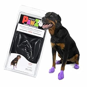 PawZ Rubber Dog Boots for Paws up to 4″, 12 Pack – All-Weather Dog Booties for Hot Pavement, Snow, Mud, and Rain – Waterproof, Anti Slip Dog Socks – Large, Black