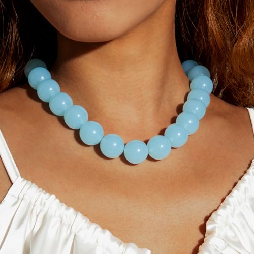 Colorful Chunky Beaded Necklace for Women Acrylic Bead Choker Necklaces Fashion Large Round Beads Necklaces for Women Handmade Summer Jewelry4