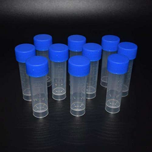 HUAZIZ 40 stuks proefbuisjes met deksel en gegradueerde markeringen, 10 ml oranje deksel reageerbuis kunststof buisjes reageerbuisjes proefbuis voor laboratorium en ziekenhuis