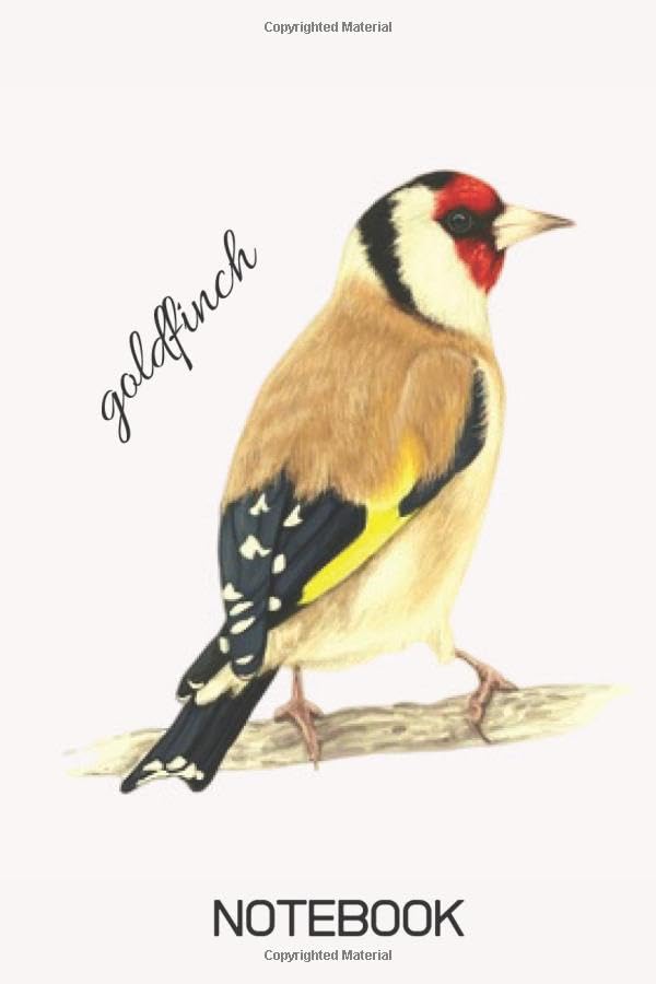 Goldfinch Bird Notebook To Write In 6 x 9 inches, White