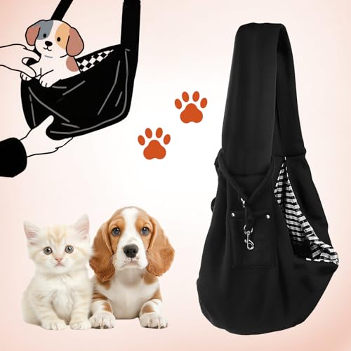 TINGTING Hunderucksack Bis 10kg, Schwarzes Hundetragetuch Mit Sicherheitsgurt, Transporttasche Hund Für Kleine Hunde, Verstellbare Tragetasche Für Spaziergänge Und Reisen