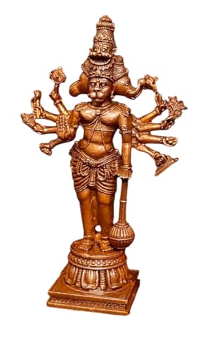 Image of Copper God Idols Panchamuka Hanuman,4.5 inches, 260 Grams, Patina Antique Finish, Pack of 1 Piece