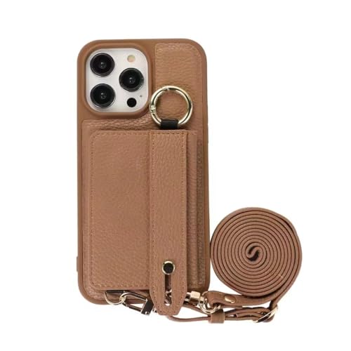 Étui portefeuille en cuir pour iPhone 15 Pro Max avec bandoulière pour voyager léger