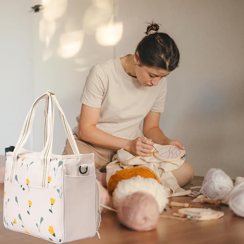 Peirich Bolsa de armazenamento de kits de bordado, estojo de transporte portátil para artesanato, ki