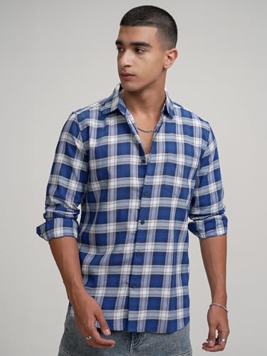 Image of Highlander Men's's Checked Casual Shirt | Slim Fit | Timeless Design | Breathable & Modern Appeal