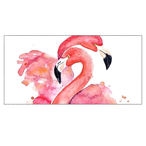 Watercolor Flamingo Kitchen Rugs Pink Flamingo Bath Mat Non Skid Washable Standing Floor Mat Runner Carpet For Bathroom Home Office Farmhouse Hallway Sink Stove Laundry 39*20 Inch #TOP7