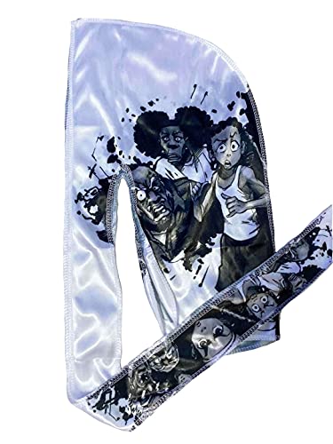 Afro Design Durag Silky 360 wave Du Rag with long tails and quadruple stitching. Pan African American Pride Style