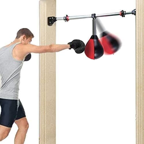 Speed Bag for Boxing, Speed Bag Boxing, Hanging Punching Bag for Home Doorway and Door Frame, with Inflatable Reflex Ball and Adjustable Stand, Adults Kids Exercise